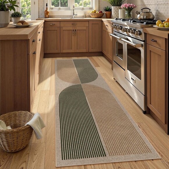 New Modern Rainbow Easy Jute Rug, 2x8 Hallway Runner Washable Rugs for Entryway - Picture 2 of 7
